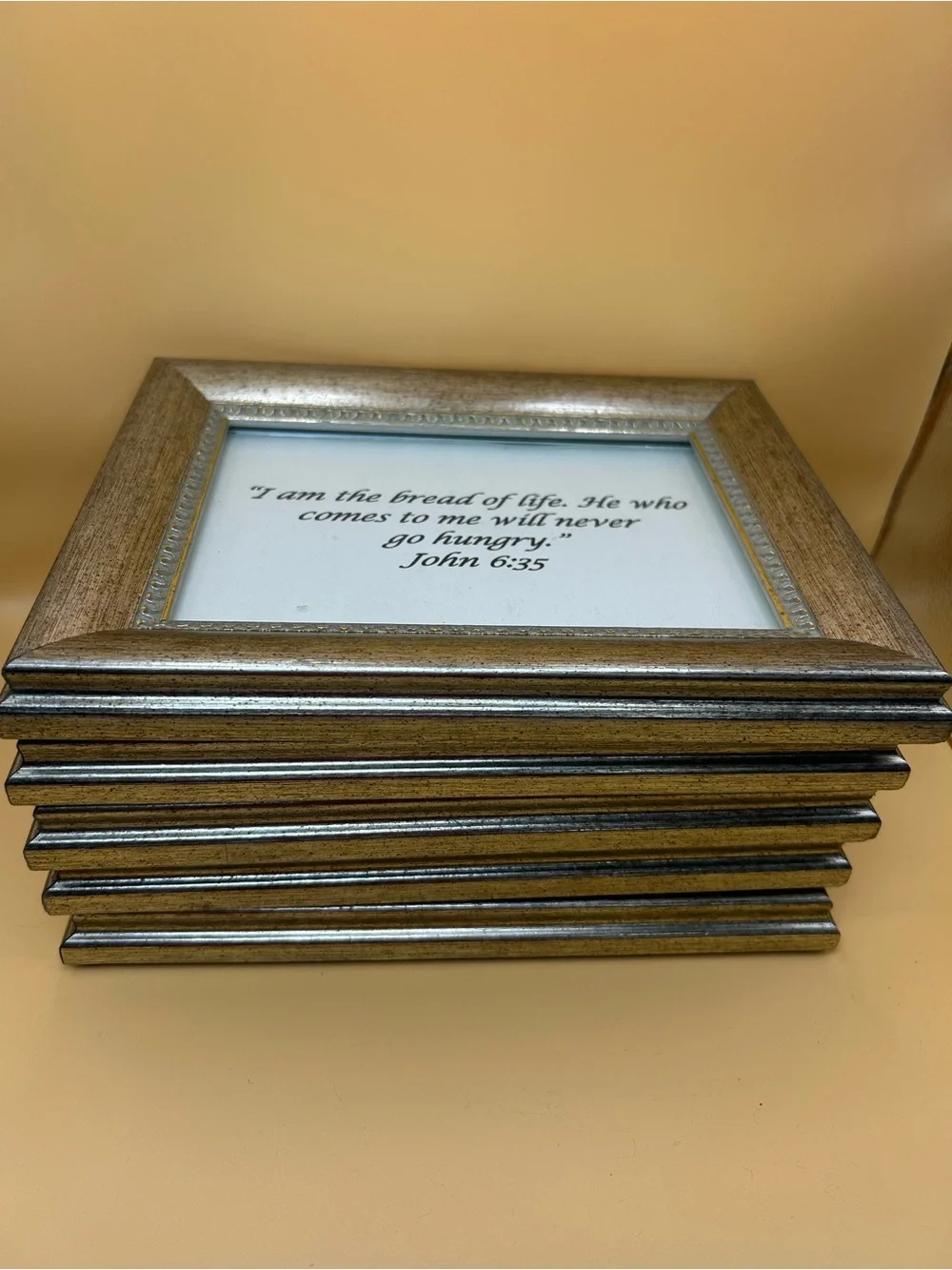 5 Piece Framed Christian Scripture Art Set Silver Frames Gospel of John Verses